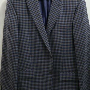 Hart Schaffner Marx Blue and Brown Plaid Blazer